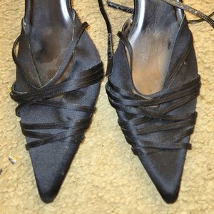 Black strappy close toe